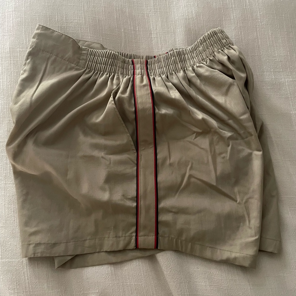 Vintage Khaki Athletic Shorts with Contrast Piping | Small
